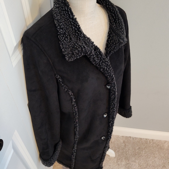 🖤 Vintage Y2K L.L. Bean Faux Fur Trim Oversized Winter Coat, Black, Large - Picture 3 of 13